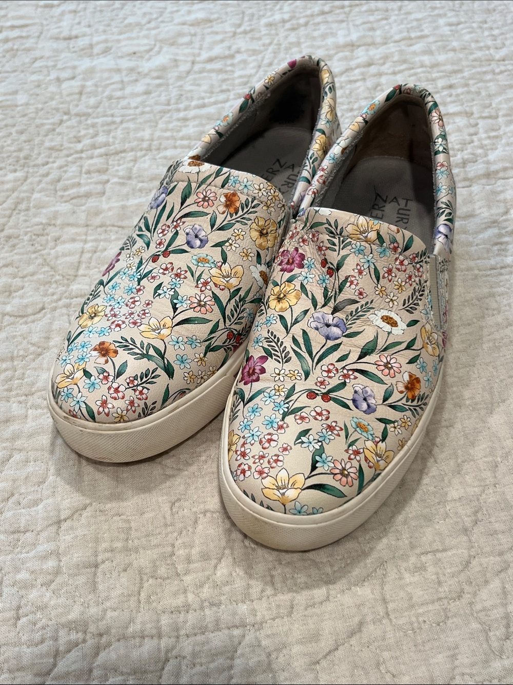 Naturalizer Floral Slip-On Sneakers in Beige and Multicolor